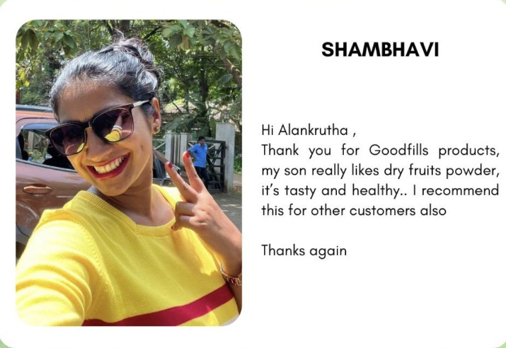 Testimonial card from Shambhavi